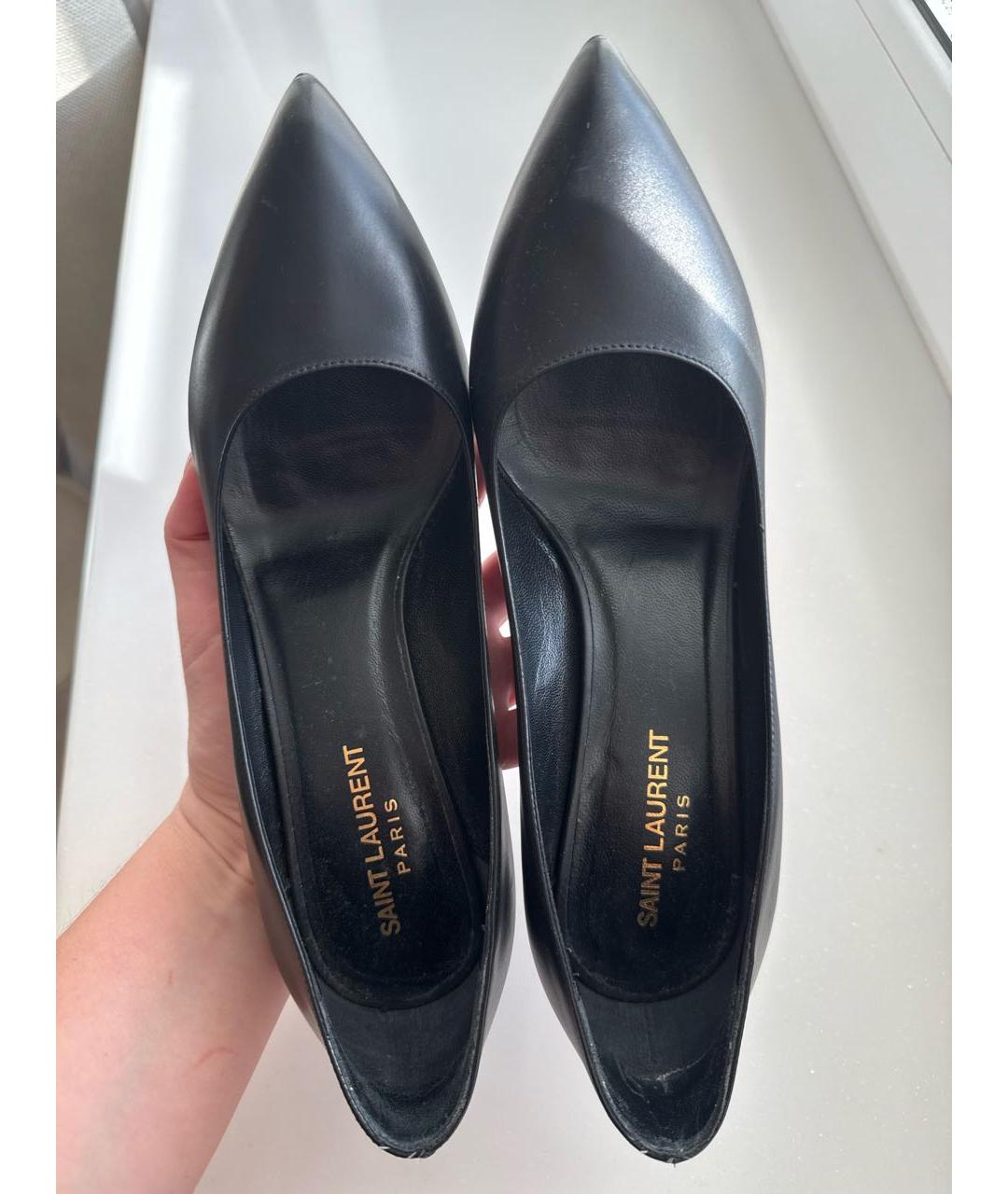 SAINT LAURENT Черные кожаные туфли, фото 3