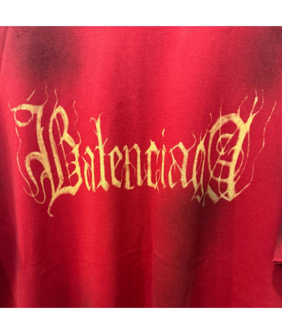 BALENCIAGA Красная хлопковая футболка, фото 3