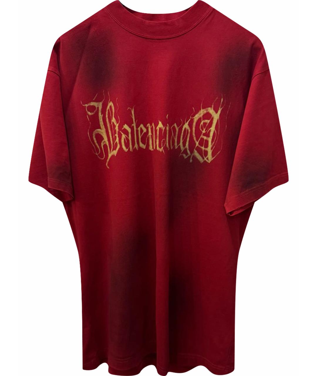 BALENCIAGA Красная хлопковая футболка, фото 1
