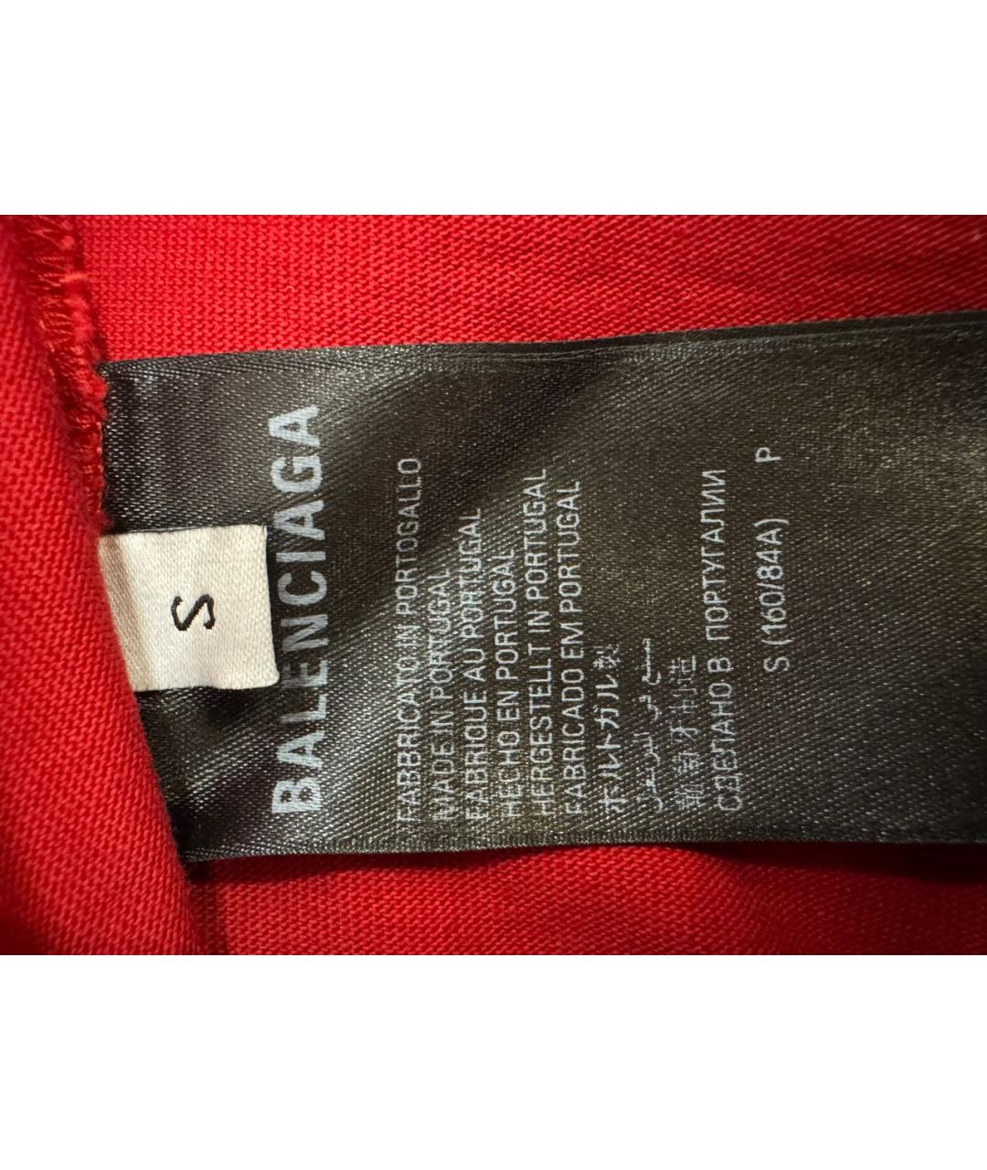 BALENCIAGA Красная хлопковая футболка, фото 4