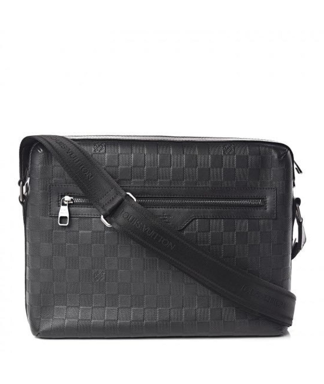 LOUIS VUITTON Черная кожаная сумка на плечо, фото 9