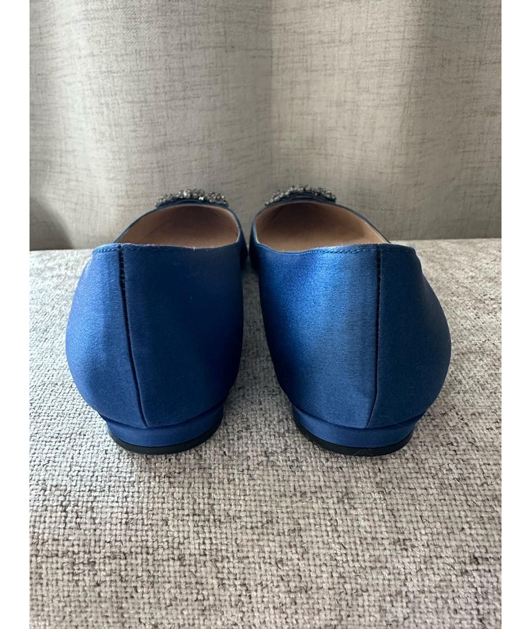 MANOLO BLAHNIK Синие текстильные балетки, фото 3