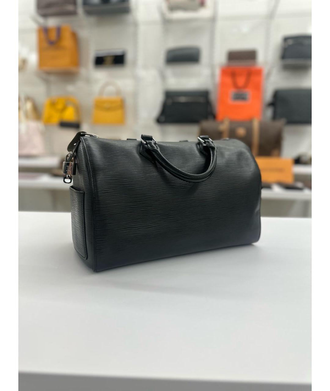 LOUIS VUITTON Черная кожаная сумка с короткими ручками, фото 2
