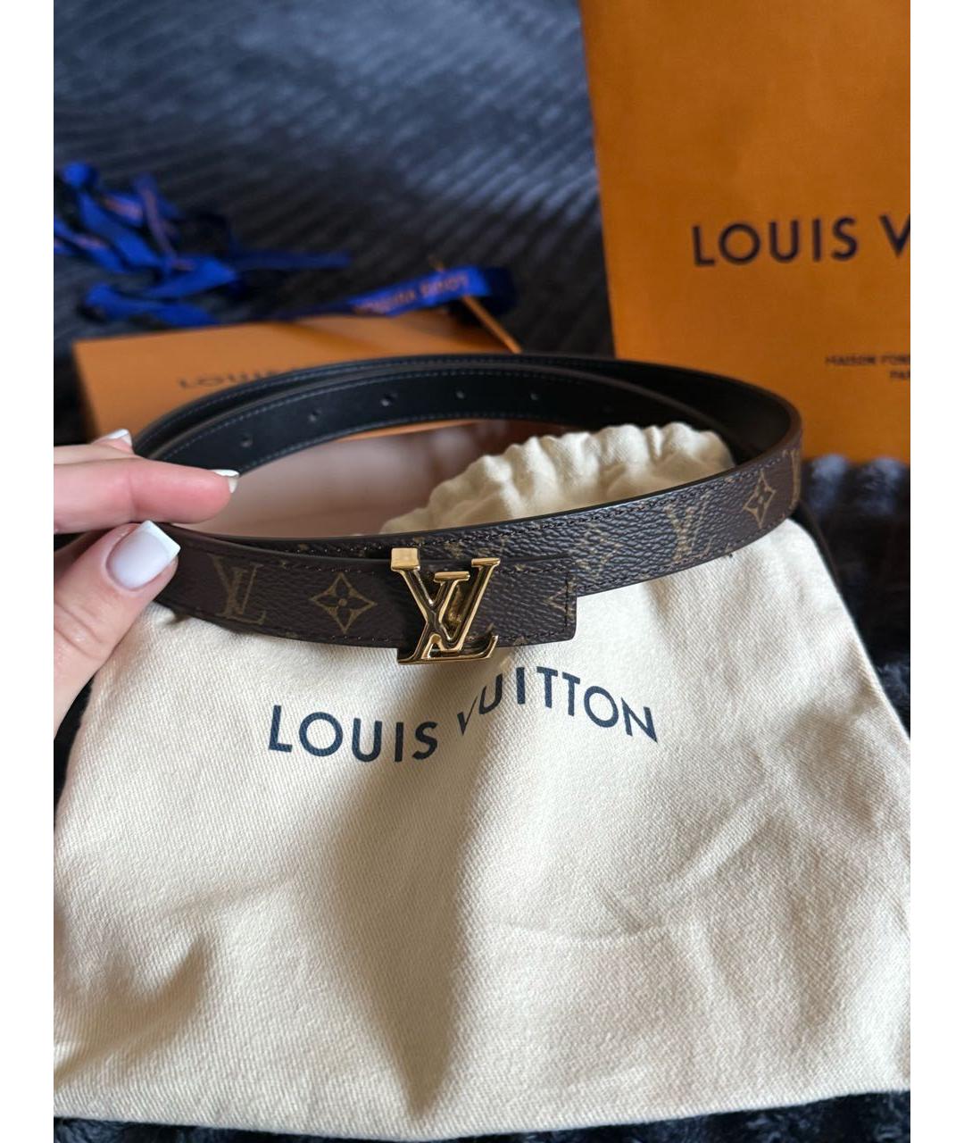 LOUIS VUITTON Коричневый кожаный ремень, фото 4