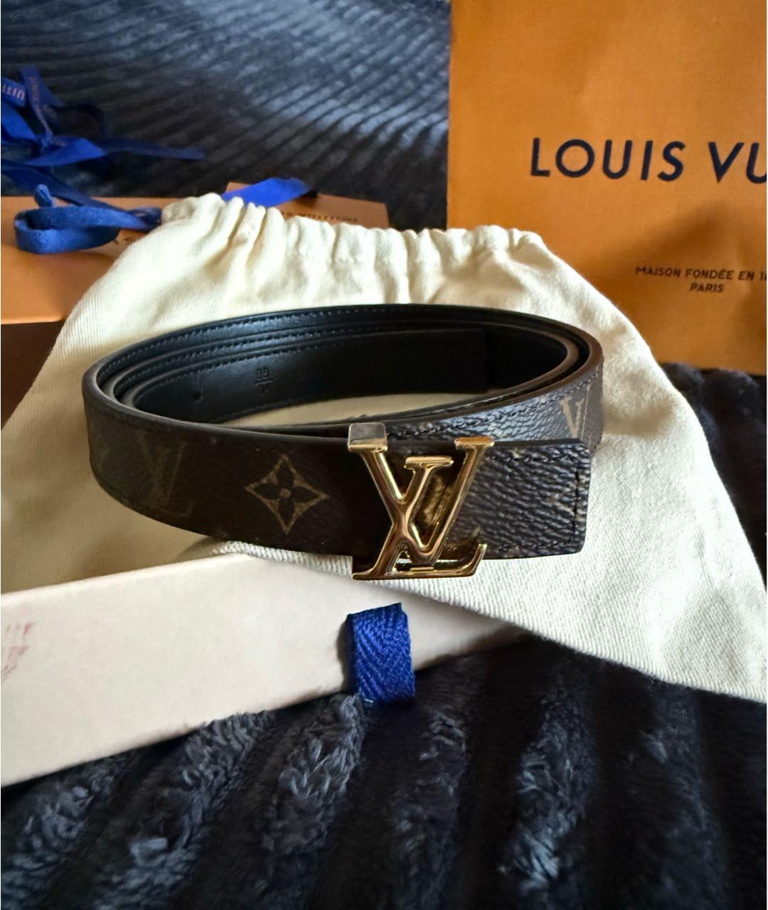 LOUIS VUITTON Коричневый кожаный ремень, фото 8