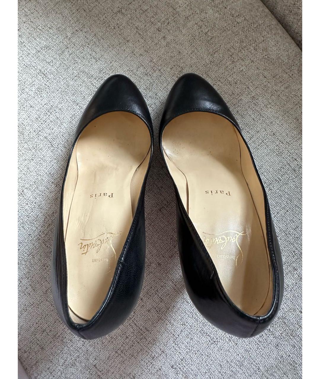 CHRISTIAN LOUBOUTIN Черные кожаные туфли, фото 3