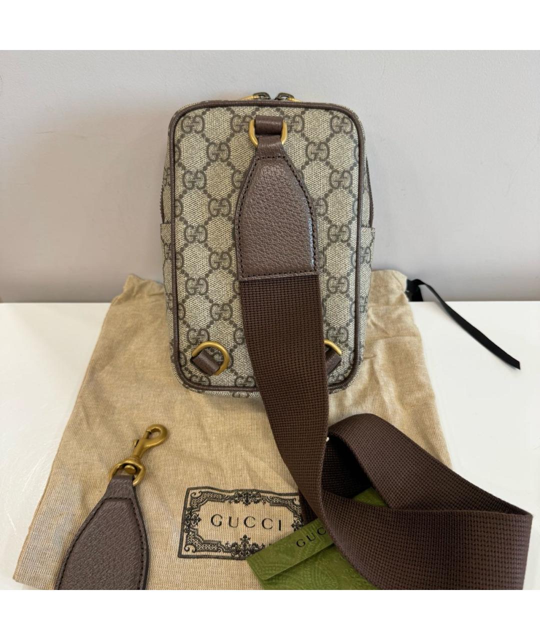 GUCCI Коричневая кожаная барсетка, фото 5