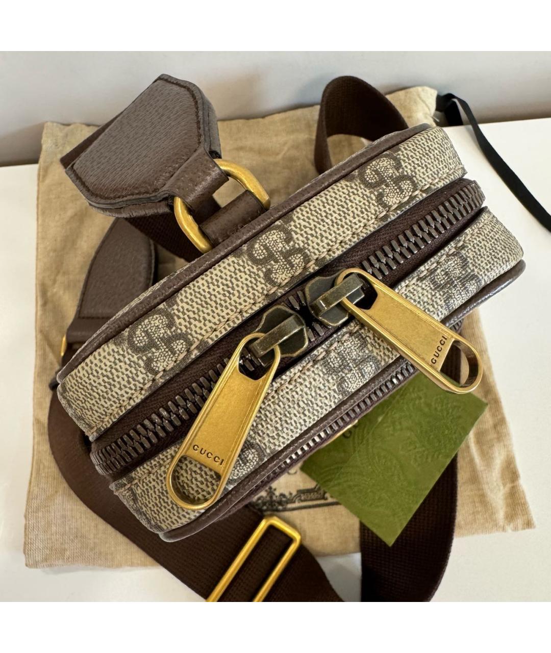 GUCCI Коричневая кожаная барсетка, фото 2