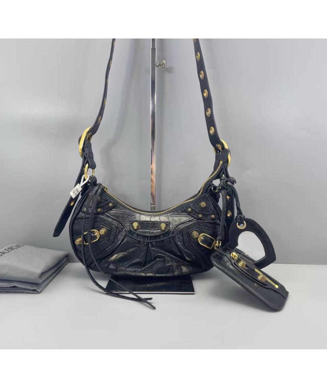 BALENCIAGA Темно-синяя кожаная сумка с короткими ручками, фото 2