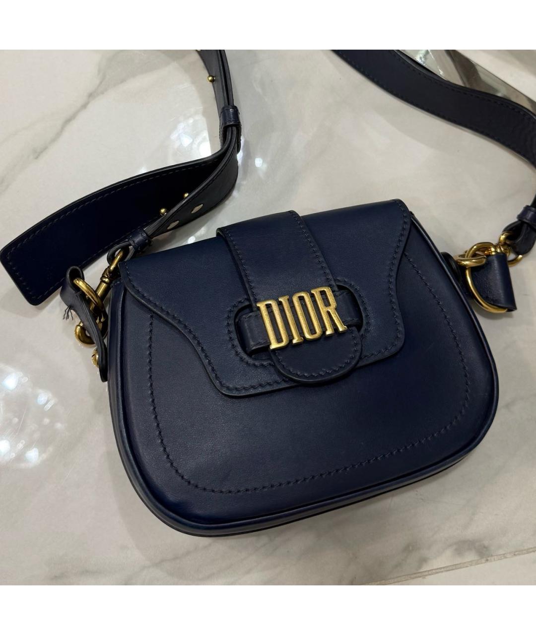 CHRISTIAN DIOR Темно-синяя кожаная сумка через плечо, фото 4