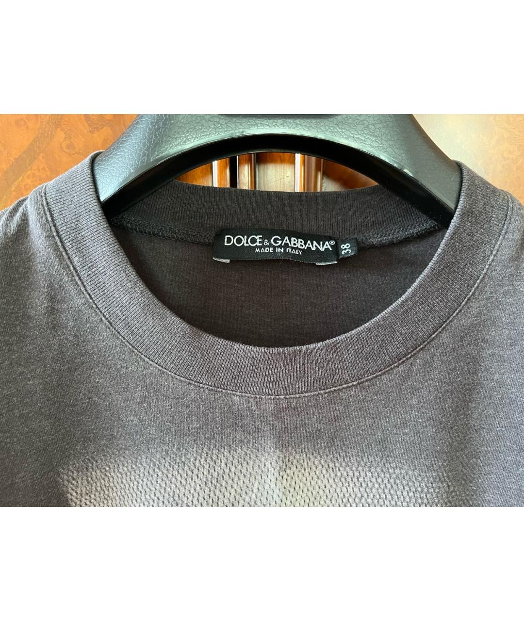 DOLCE&GABBANA Антрацитовая хлопковая футболка, фото 3