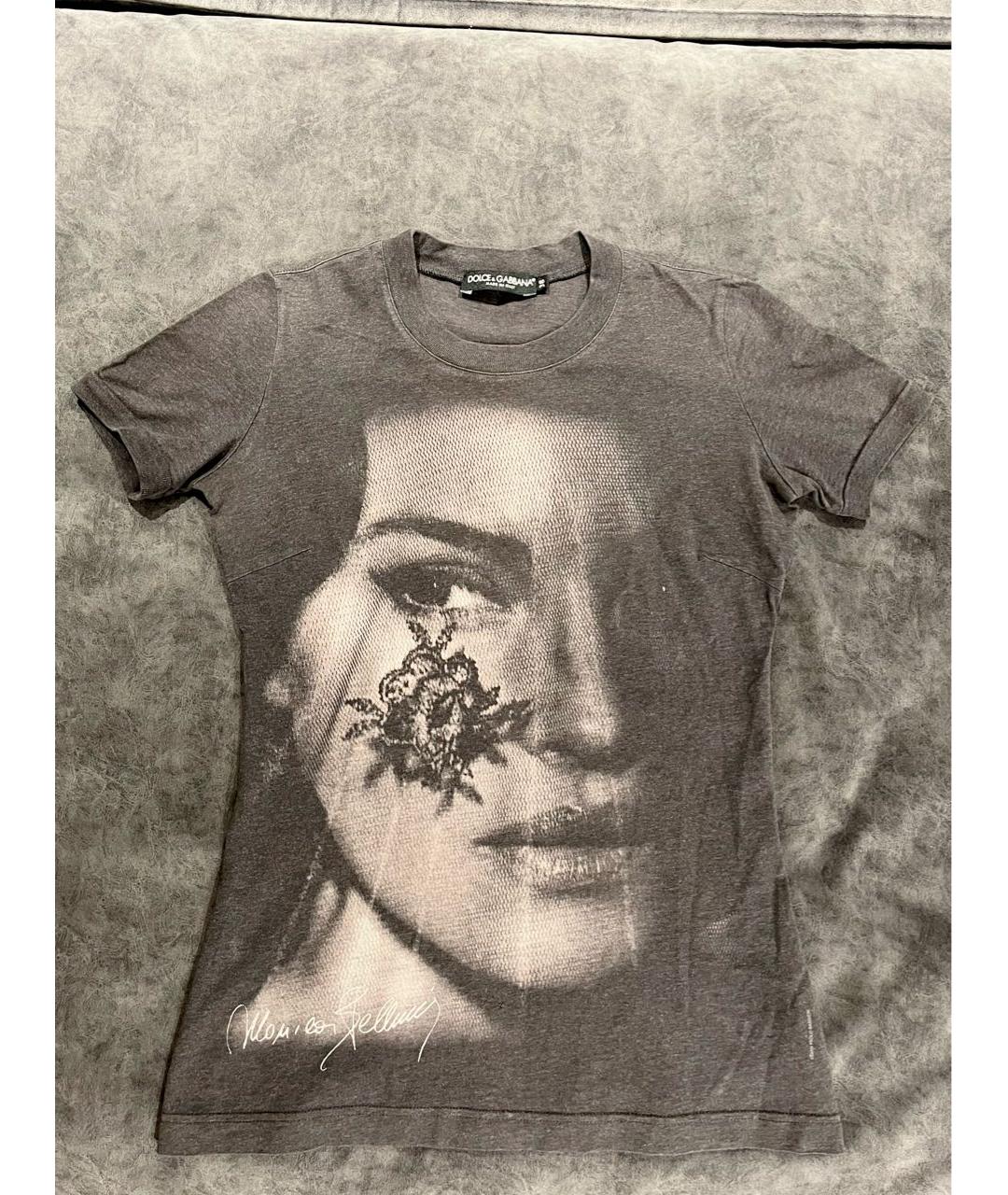 DOLCE&GABBANA Антрацитовая хлопковая футболка, фото 7