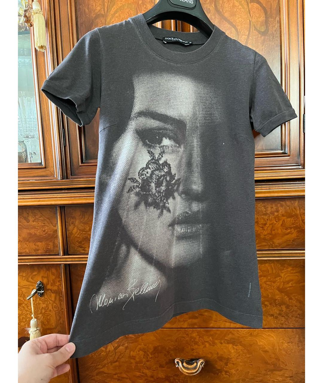DOLCE&GABBANA Антрацитовая хлопковая футболка, фото 2