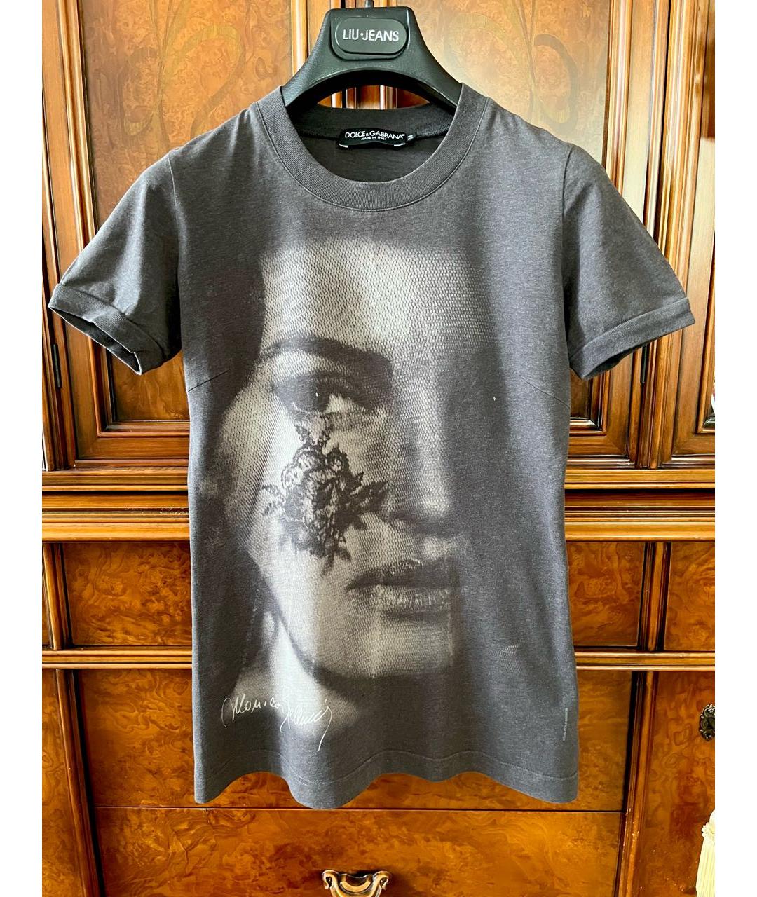DOLCE&GABBANA Антрацитовая хлопковая футболка, фото 8
