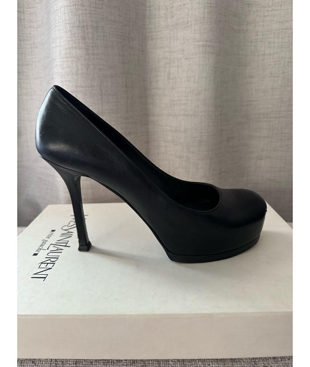 SAINT LAURENT Черные кожаные туфли, фото 2