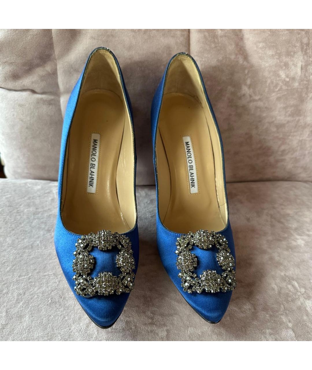 MANOLO BLAHNIK Синие текстильные туфли, фото 3