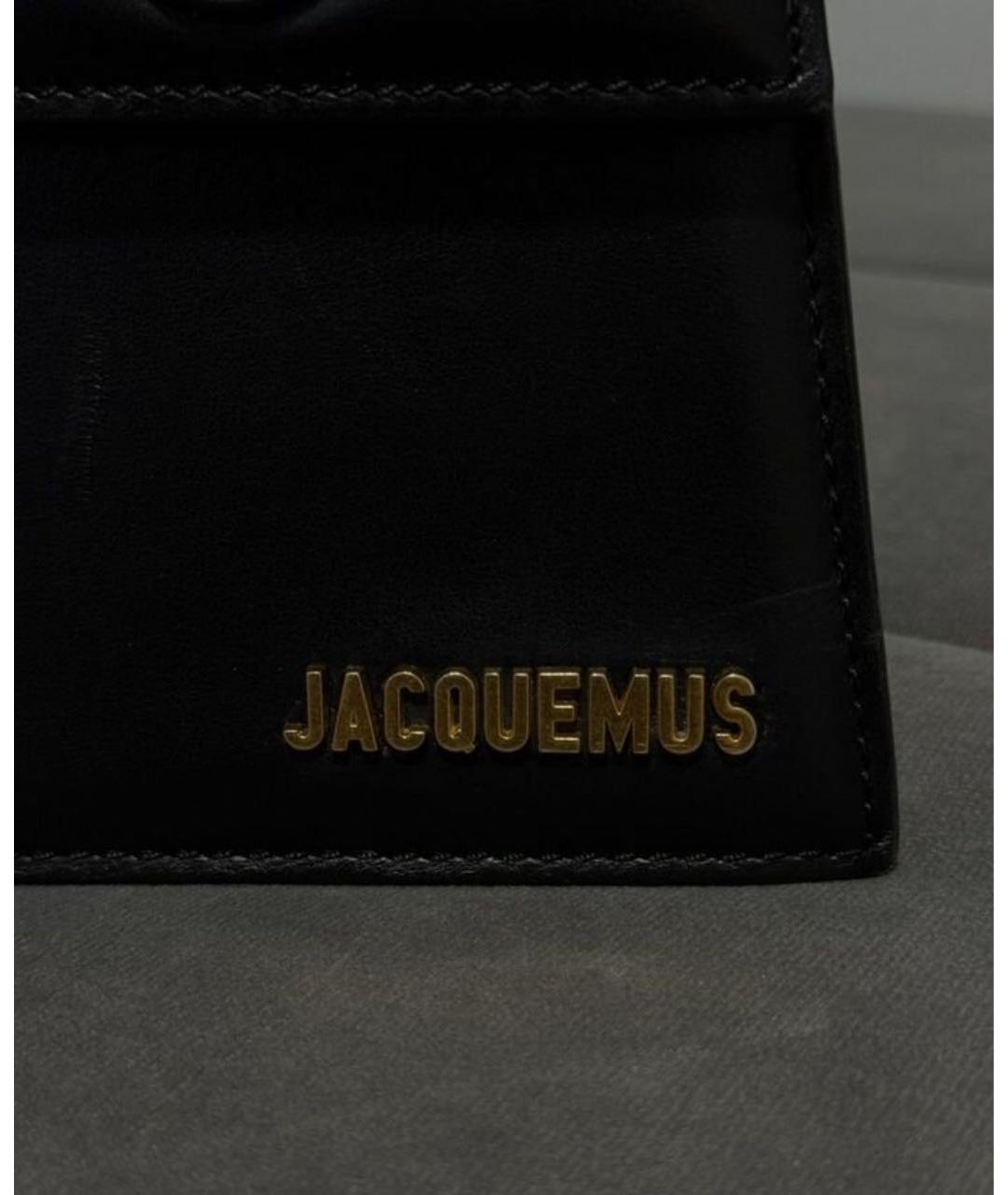 JACQUEMUS Черная кожаная сумка с короткими ручками, фото 6