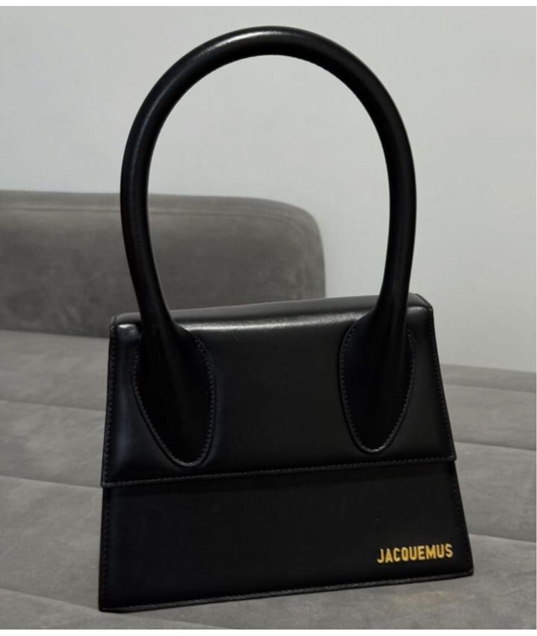 JACQUEMUS Черная кожаная сумка с короткими ручками, фото 7
