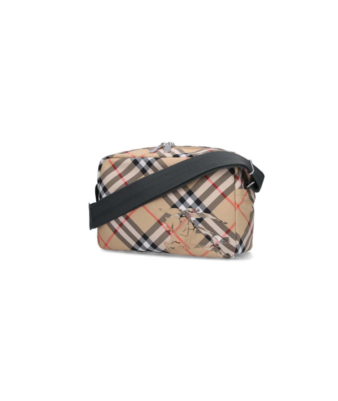 BURBERRY Бежевая синтетическая сумка на плечо, фото 2