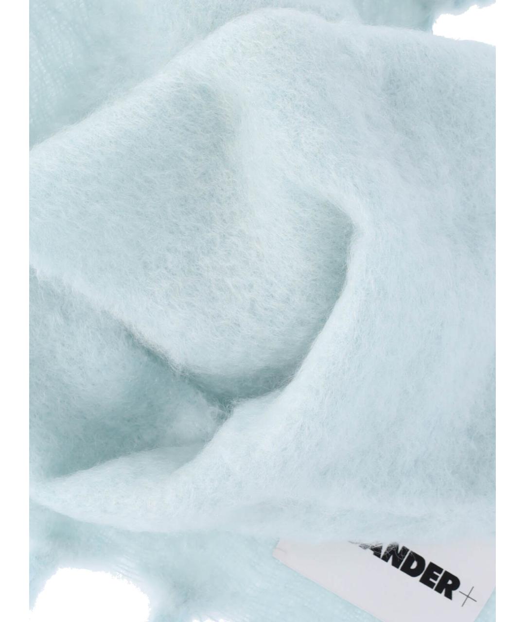 JIL SANDER Голубой шерстяной шарф, фото 2