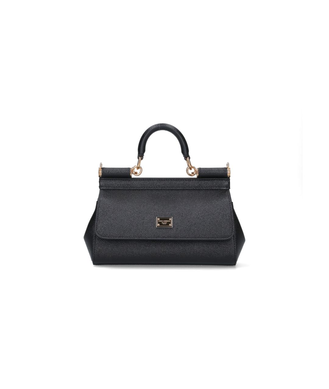 DOLCE&GABBANA Черная кожаная сумка с короткими ручками, фото 1