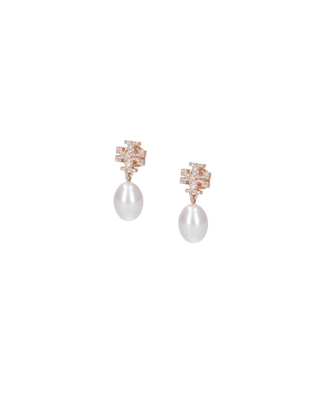 TORY BURCH Белые металлические серьги, фото 2