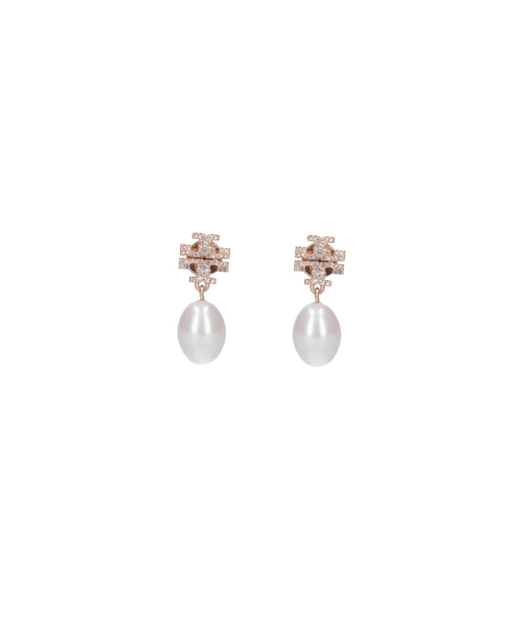 TORY BURCH Белые металлические серьги, фото 1