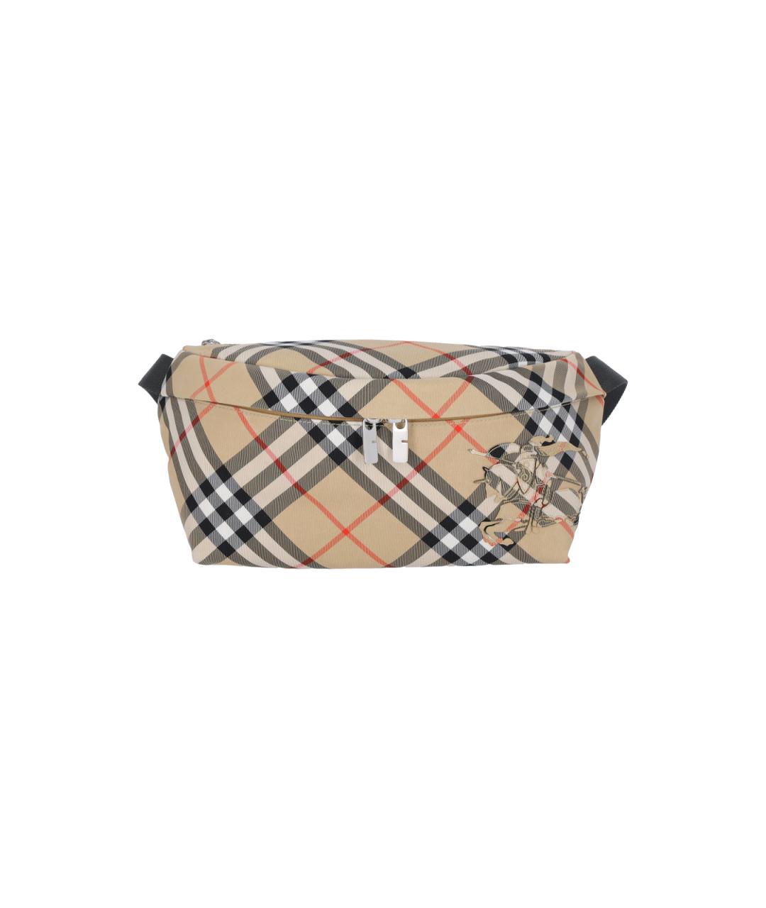 BURBERRY Бежевая синтетическая поясная сумка, фото 1