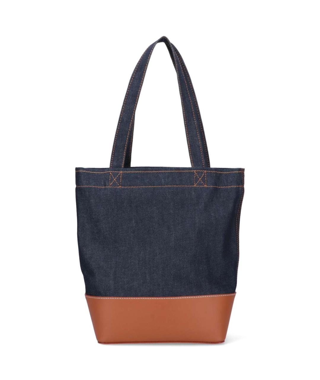 A.P.C. Темно-синяя хлопковая сумка тоут, фото 3