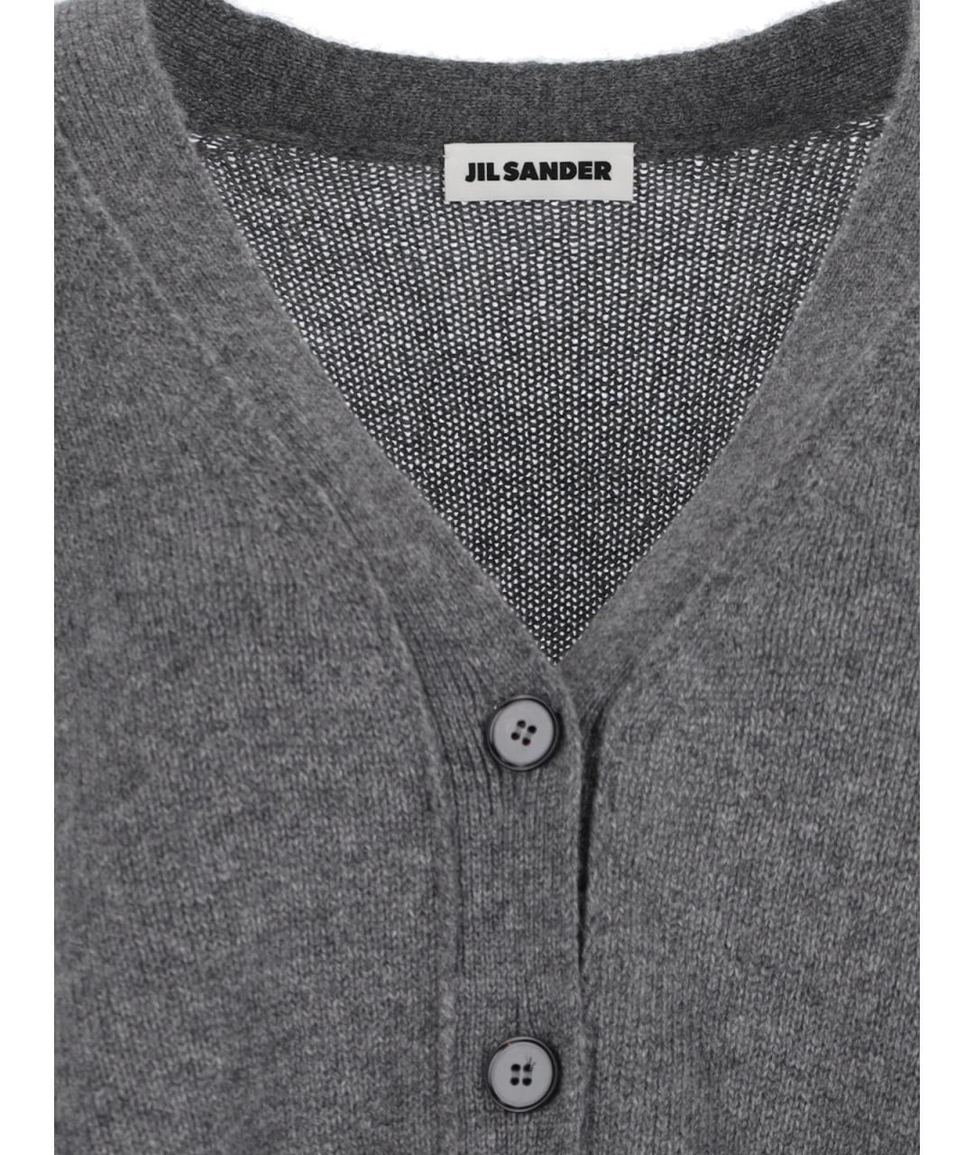 JIL SANDER Серый кашемировый кардиган, фото 3