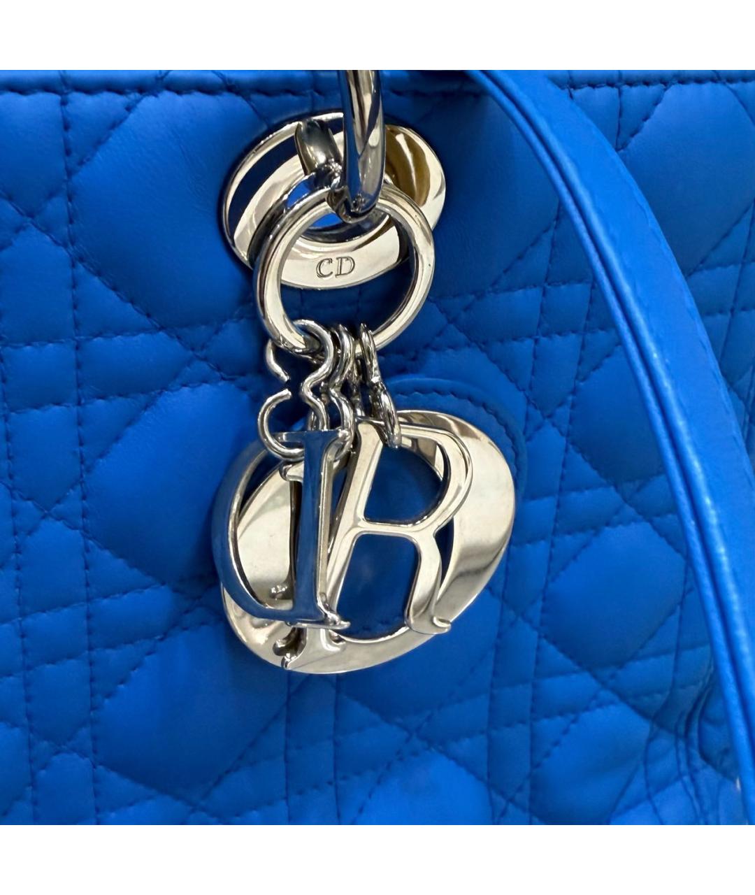 CHRISTIAN DIOR Синяя кожаная сумка тоут, фото 3