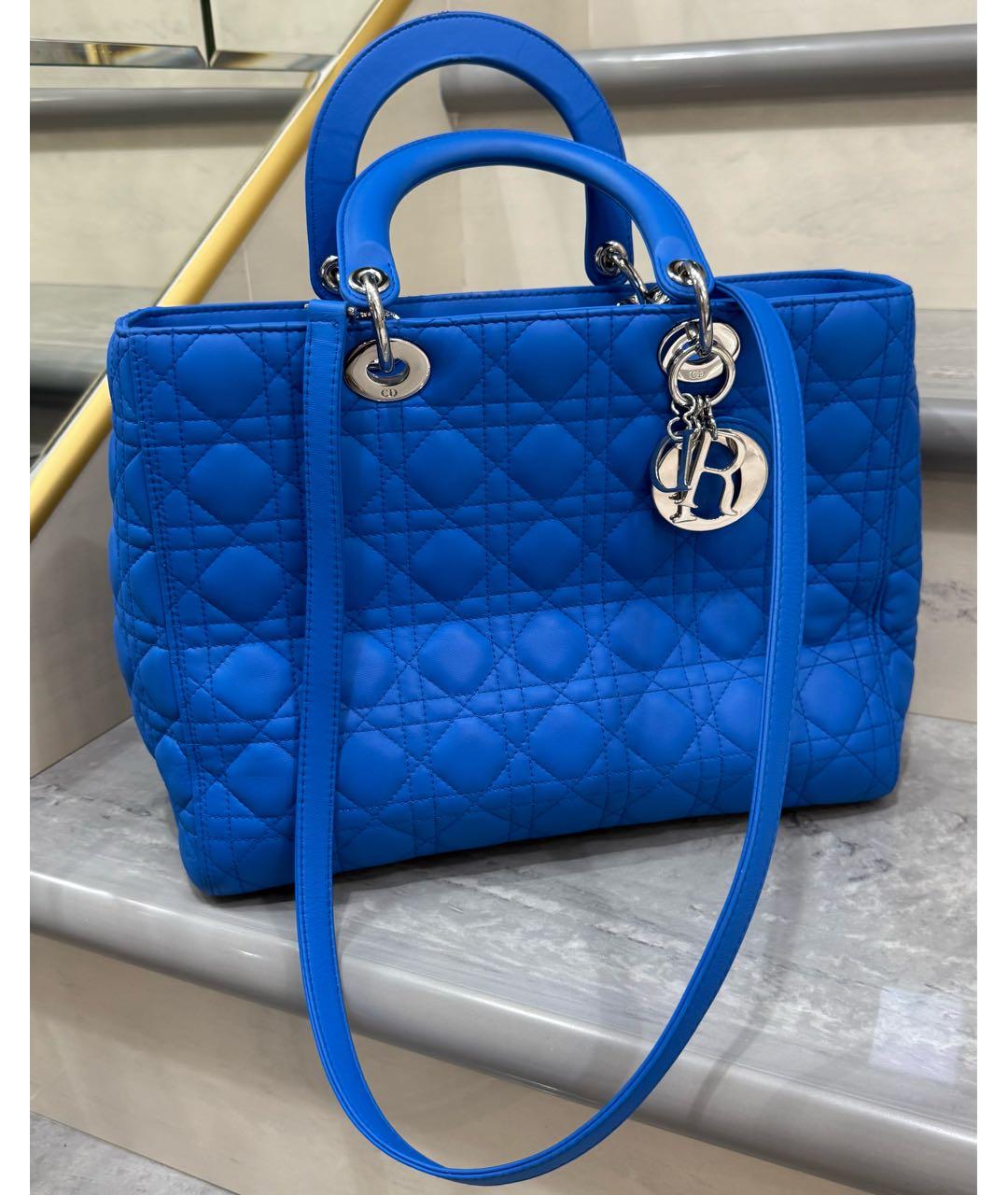 CHRISTIAN DIOR Синяя кожаная сумка тоут, фото 2