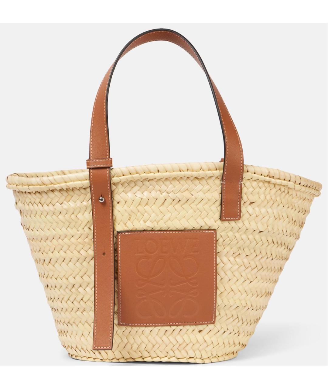 LOEWE Бежевая пелетеная пляжная сумка, фото 3