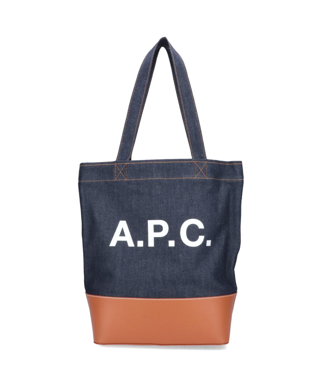 A.P.C. Темно-синяя хлопковая сумка тоут, фото 1