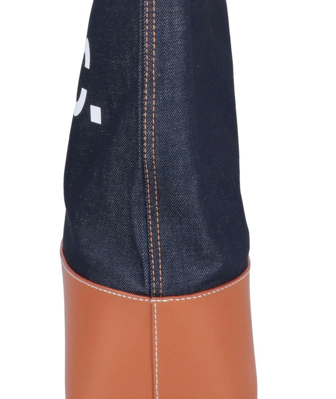 A.P.C. Темно-синяя хлопковая сумка тоут, фото 5