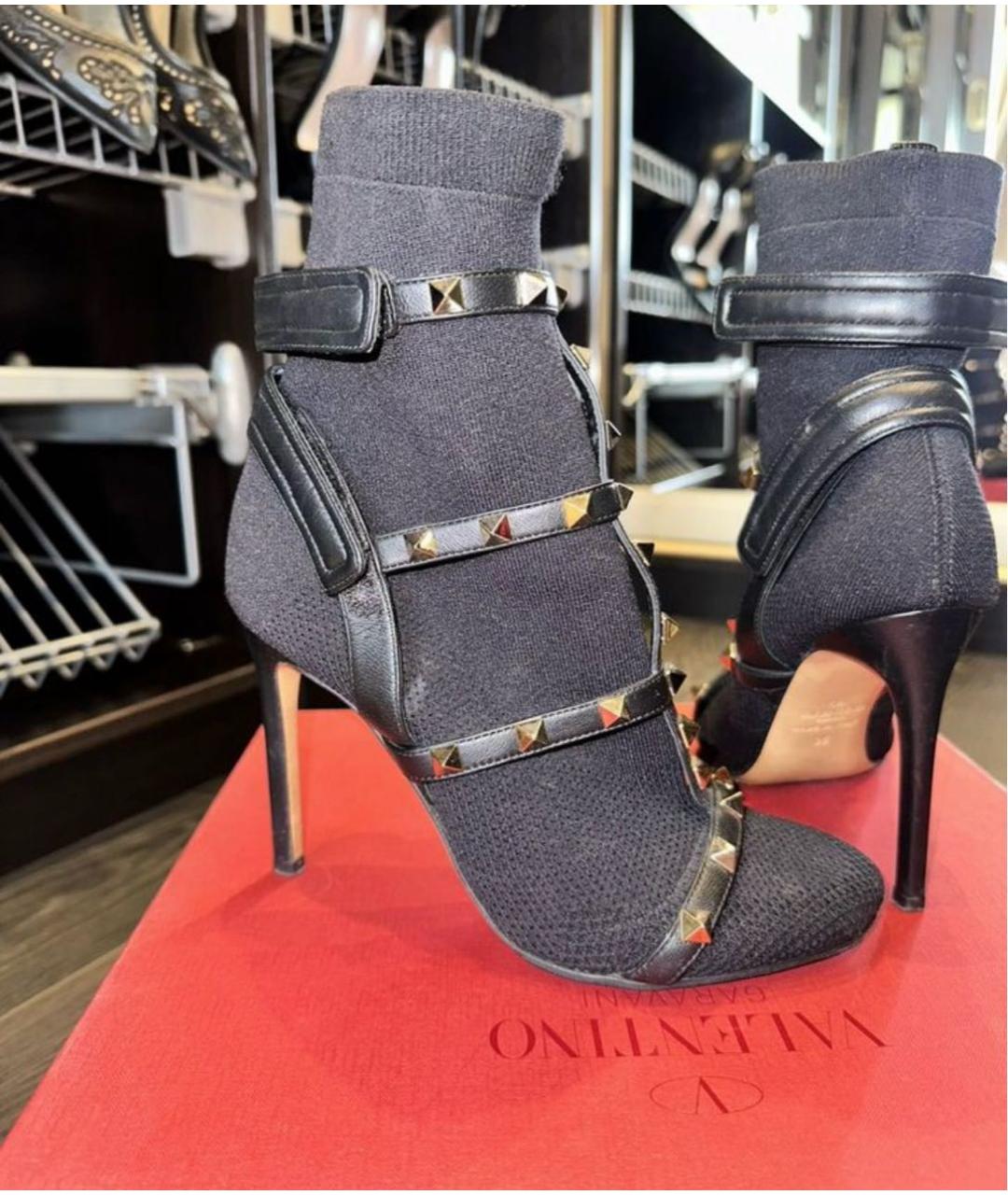 VALENTINO Черные текстильные ботильоны, фото 2