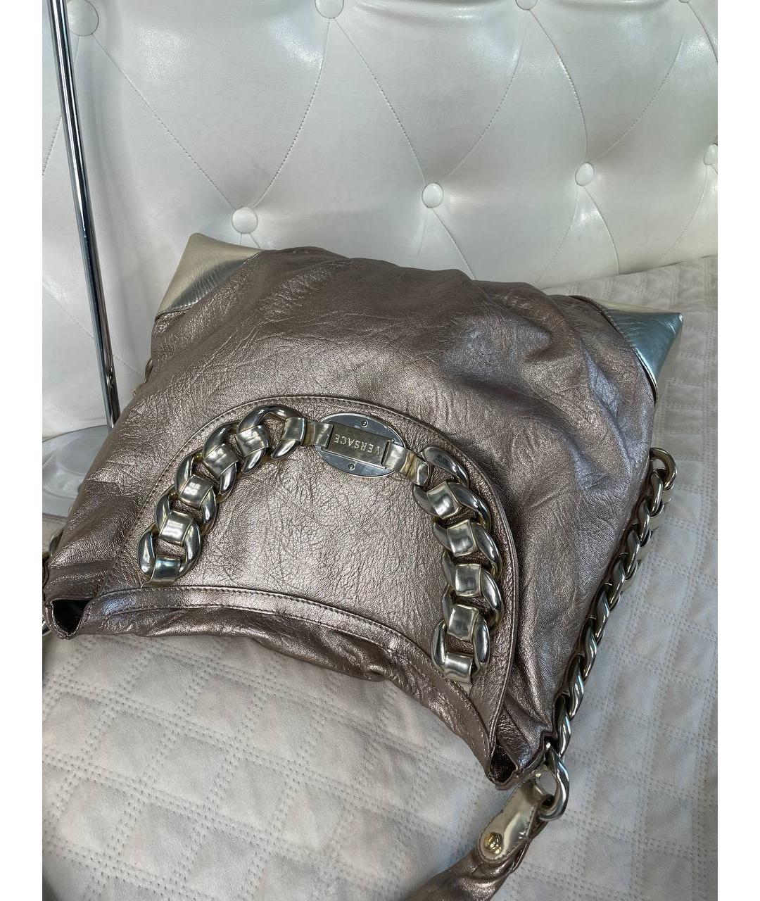 VERSACE Бежевая кожаная сумка тоут, фото 3