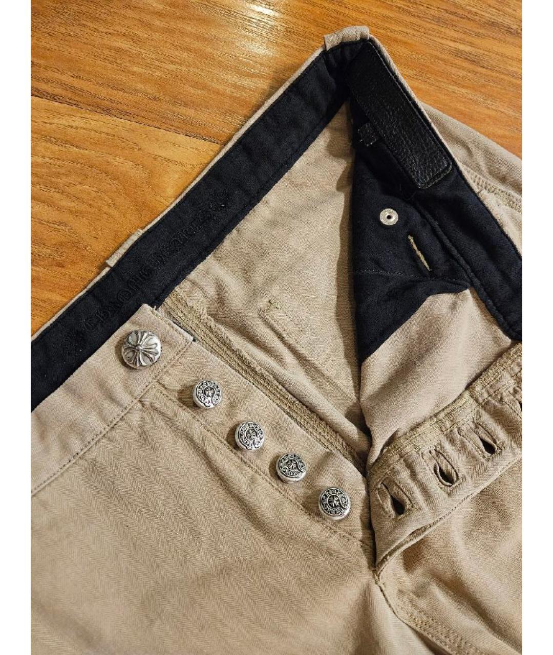 CHROME HEARTS Бежевые хлопковые брюки чинос, фото 3