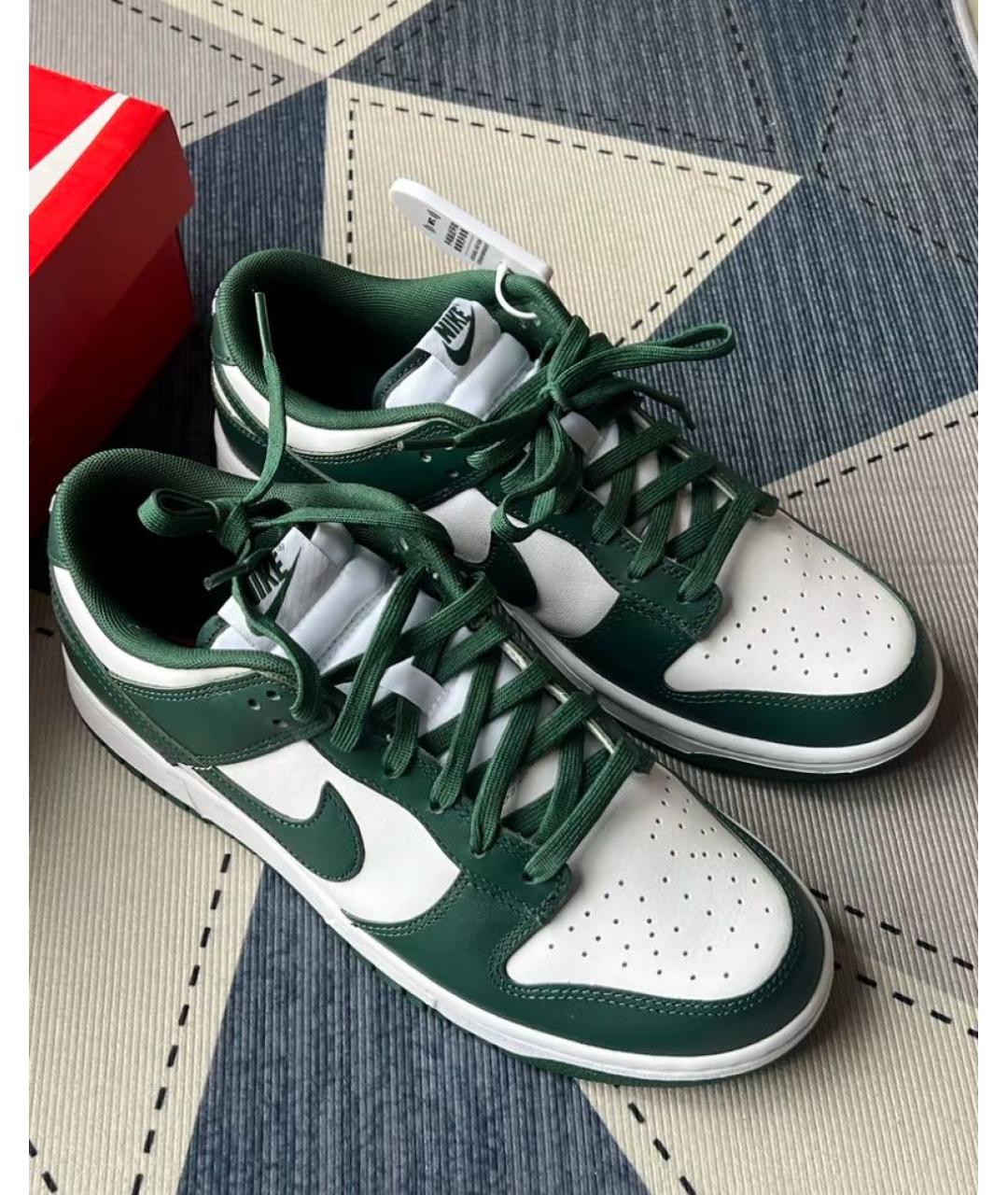 NIKE Зеленые кожаные низкие кроссовки / кеды, фото 8