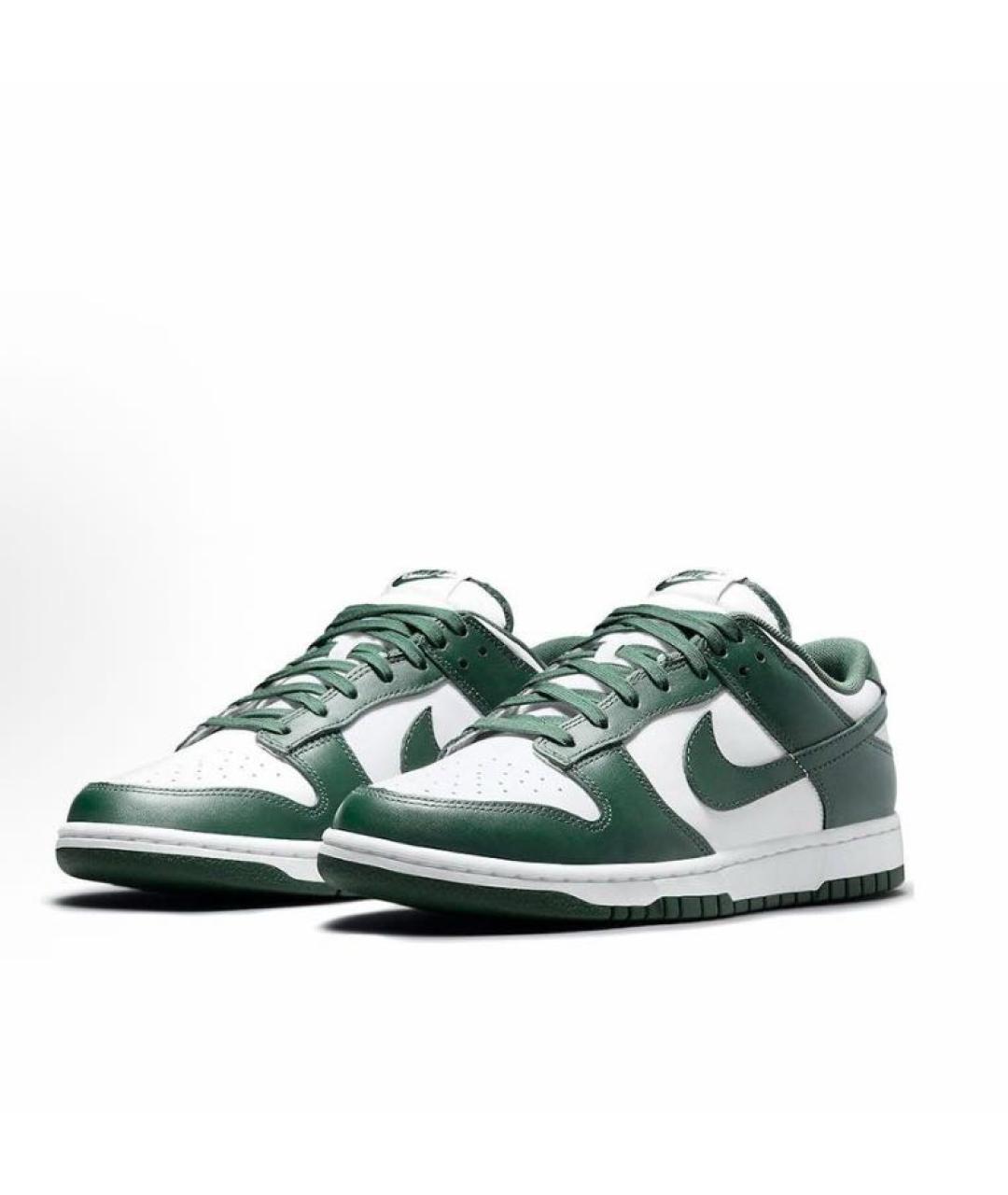 NIKE Зеленые кожаные низкие кроссовки / кеды, фото 2