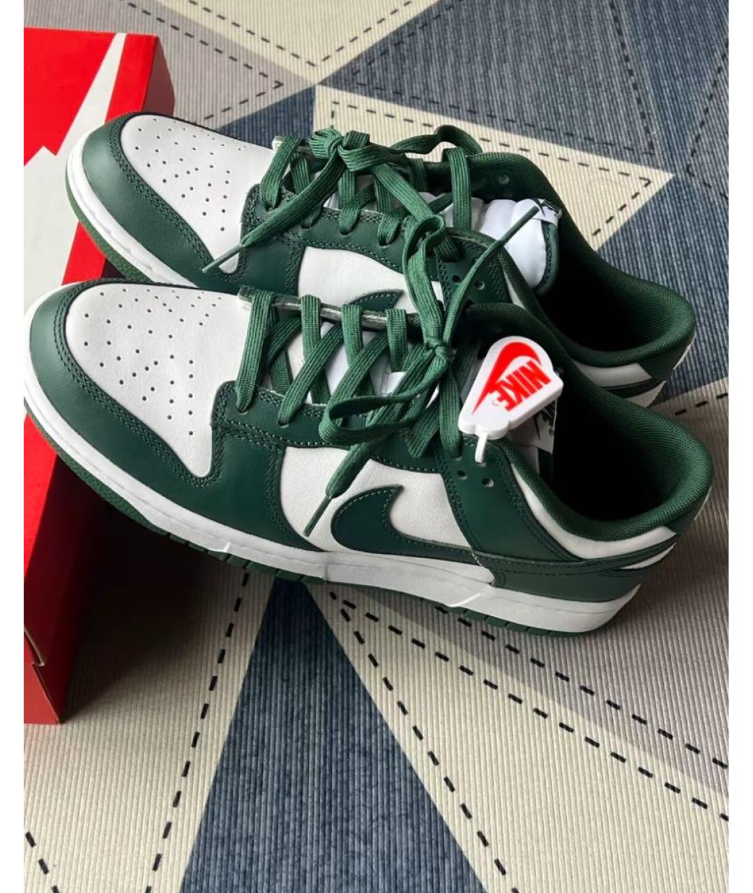 NIKE Зеленые кожаные низкие кроссовки / кеды, фото 6