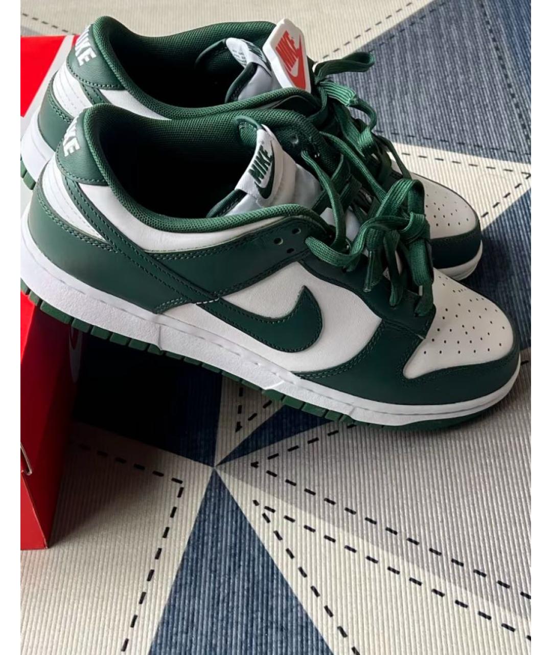 NIKE Зеленые кожаные низкие кроссовки / кеды, фото 5