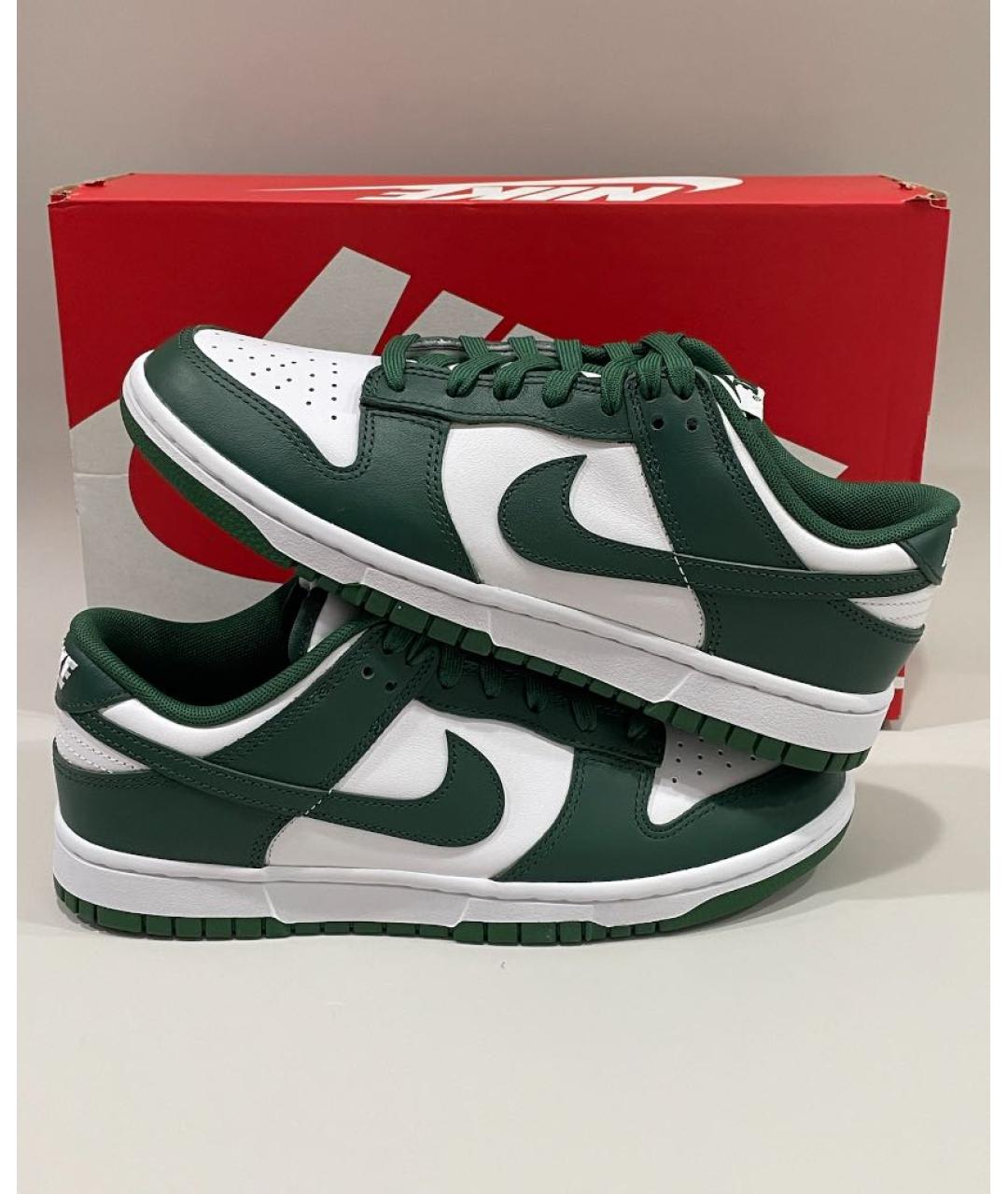 NIKE Зеленые кожаные низкие кроссовки / кеды, фото 7