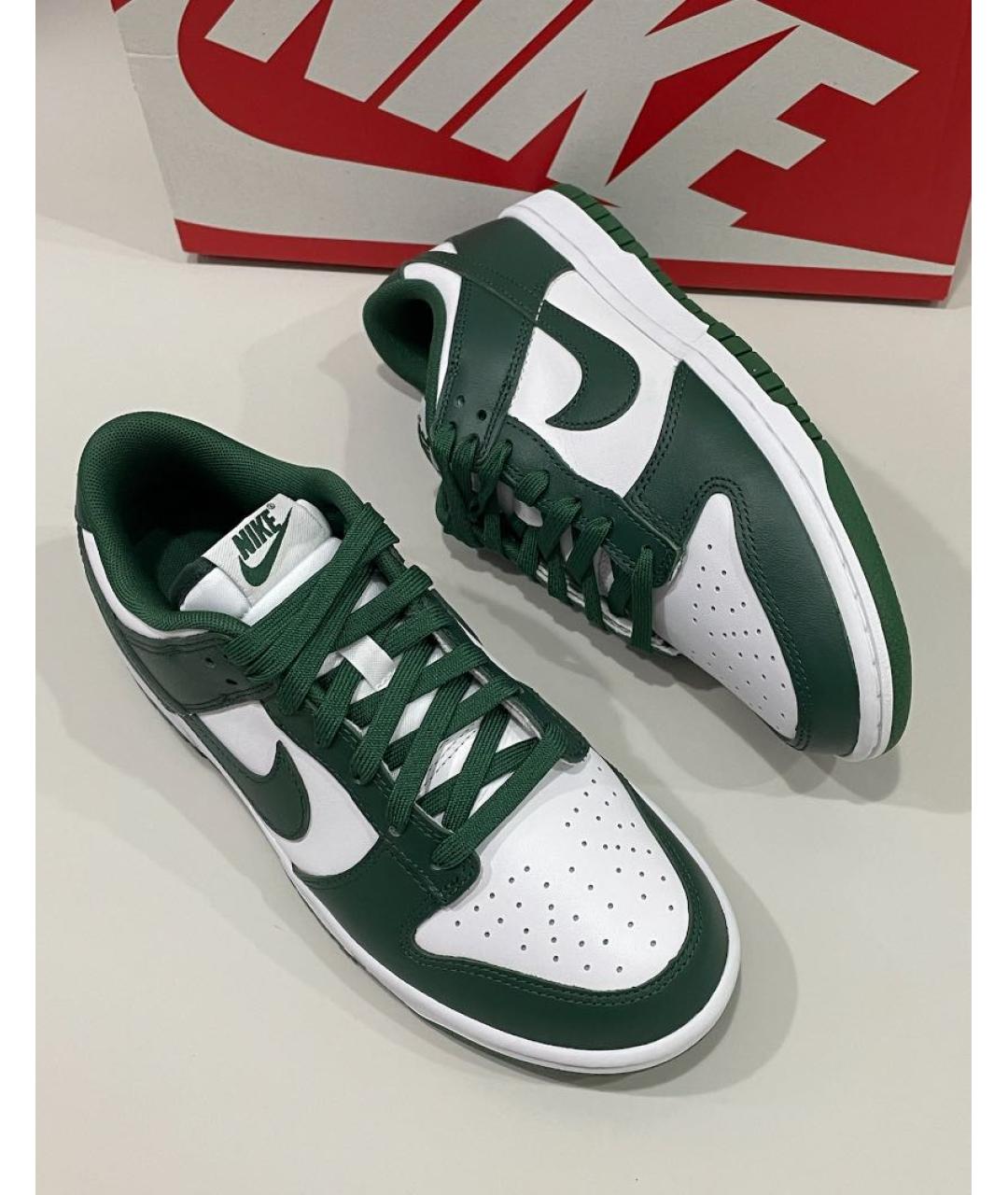 NIKE Зеленые кожаные низкие кроссовки / кеды, фото 8