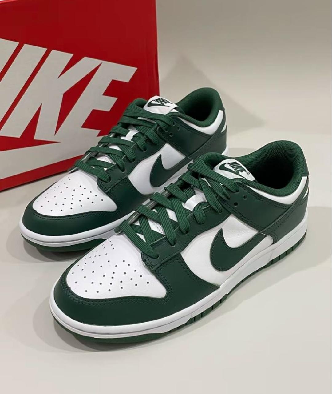 NIKE Зеленые кожаные низкие кроссовки / кеды, фото 6