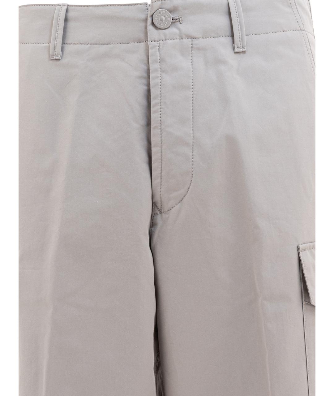 STONE ISLAND Серые хлопковые повседневные брюки, фото 3
