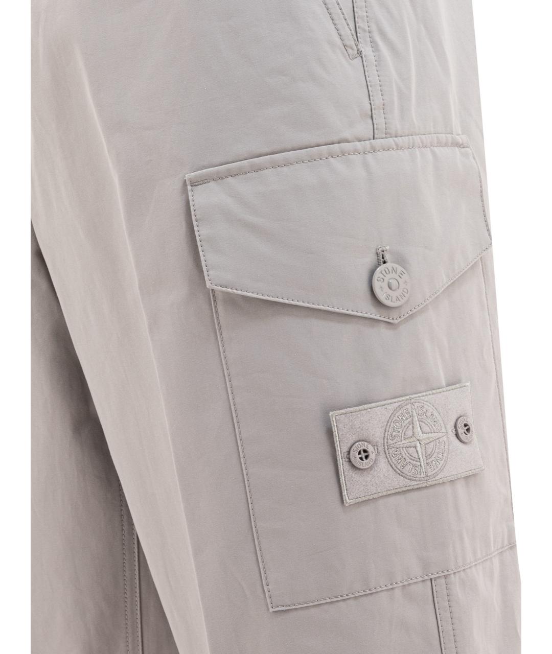 STONE ISLAND Серые хлопковые повседневные брюки, фото 4