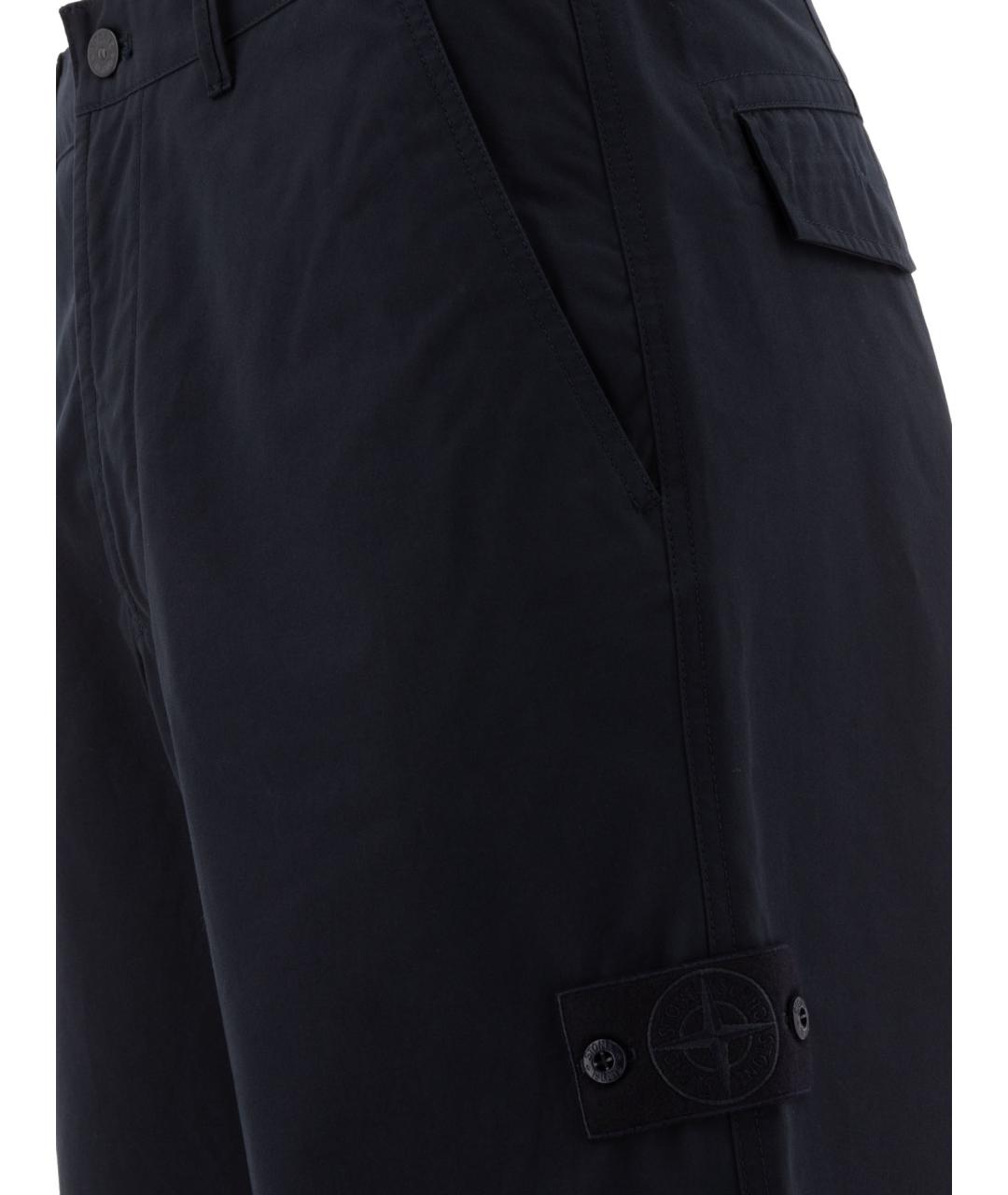 STONE ISLAND Темно-синие хлопковые повседневные брюки, фото 4
