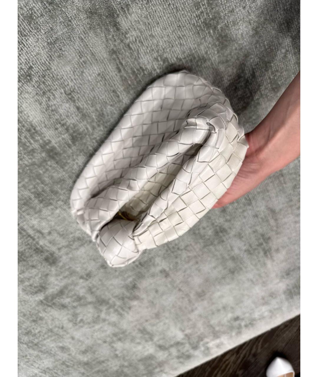 BOTTEGA VENETA Белая кожаная сумка с короткими ручками, фото 3