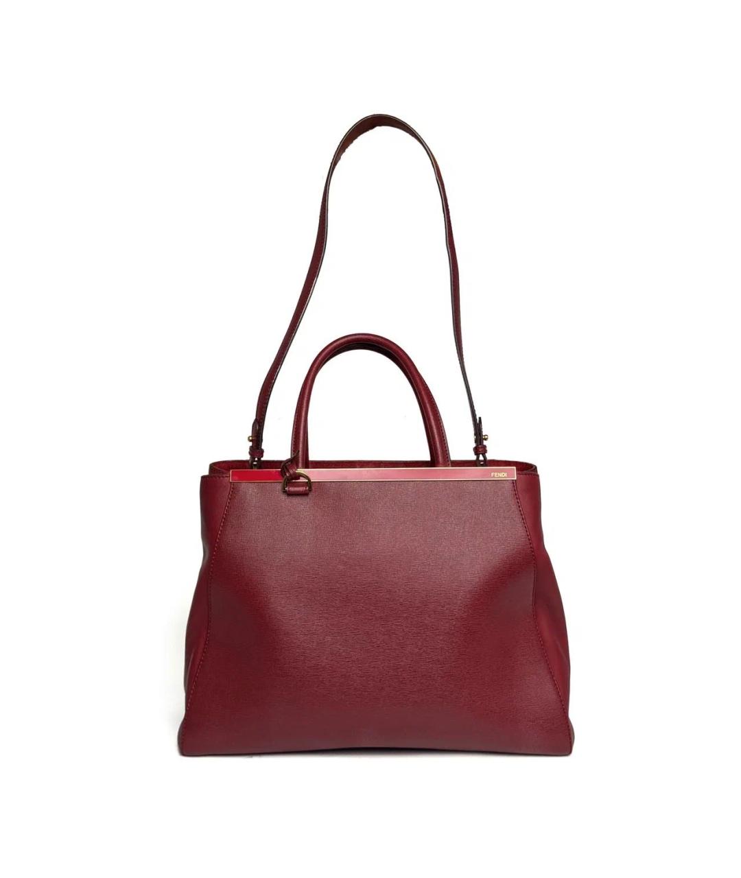 FENDI Бордовая кожаная сумка тоут, фото 6